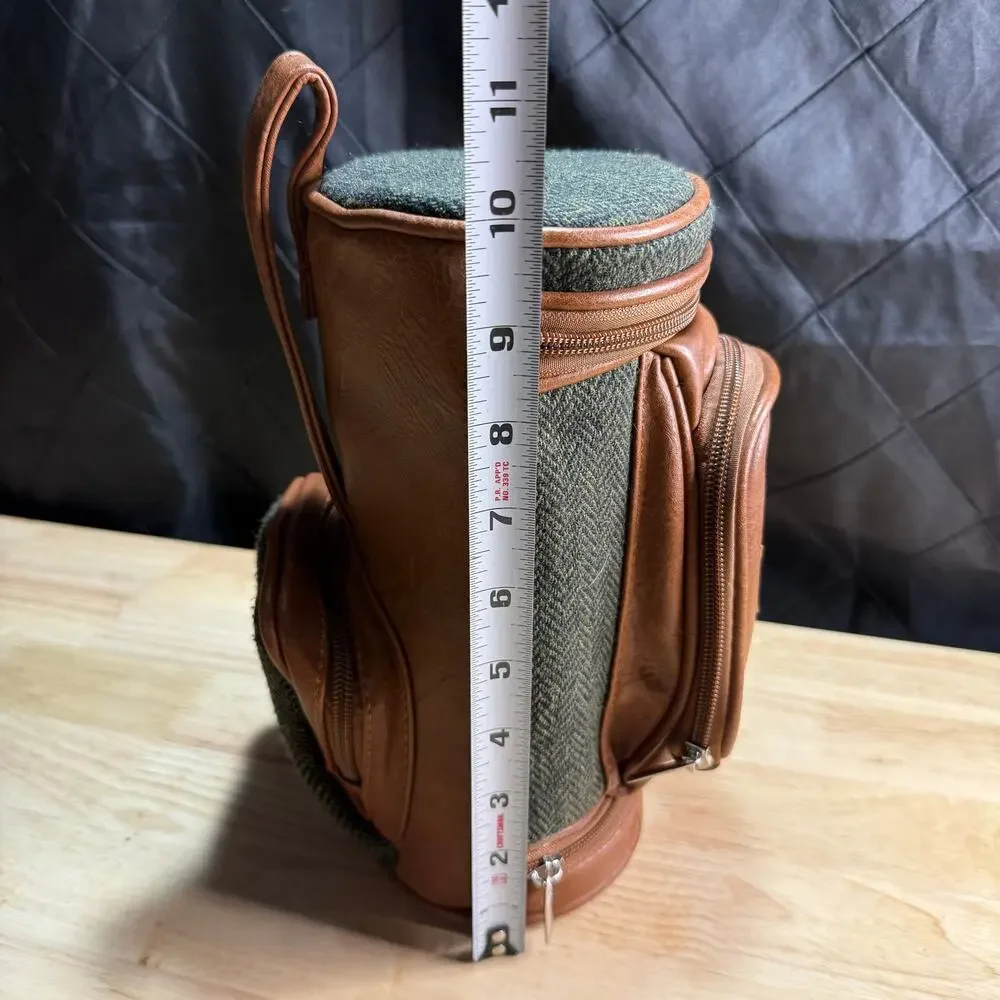 Portland Men's Golf Washbag Tweed Green and Brown Lined Designed in Ireland